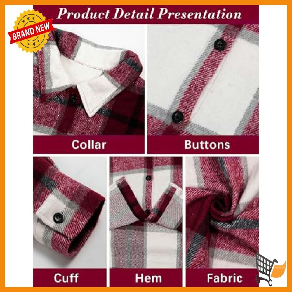 Soft Flannel Shacket Jacket Button Down Shirt Wom… - image 6